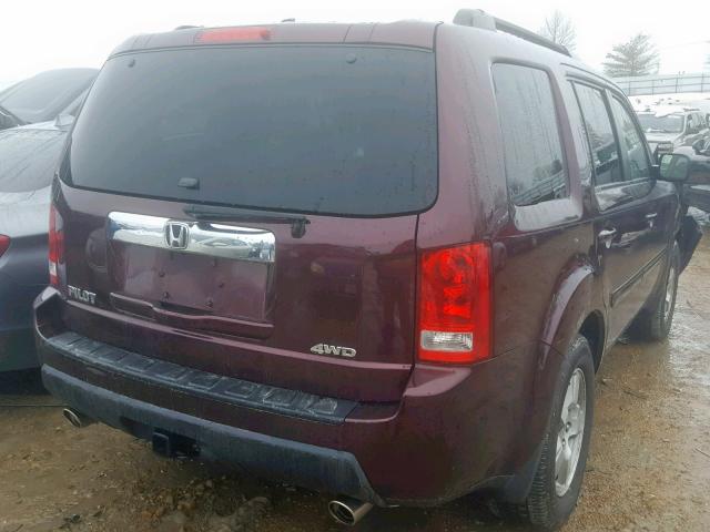 5FNYF48589B030662 - 2009 HONDA PILOT EXL MAROON photo 4