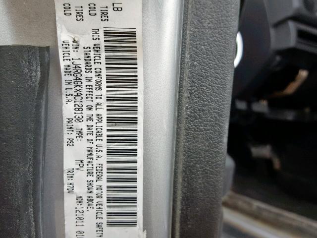 1J4RG4GKXAC128130 - 2010 JEEP COMMANDER SILVER photo 10