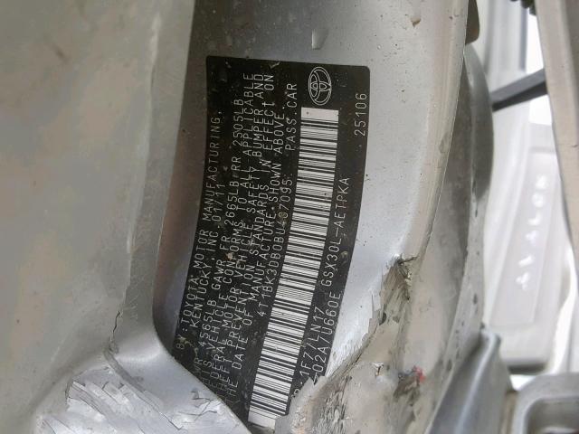 4T1BK3DB0BU407095 - 2011 TOYOTA AVALON BAS SILVER photo 10