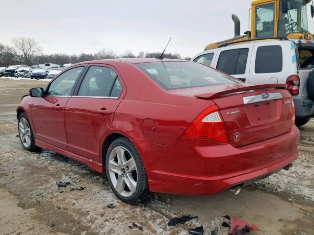 3FAHP0KC1AR322031 - 2010 FORD FUSION SPO RED photo 3