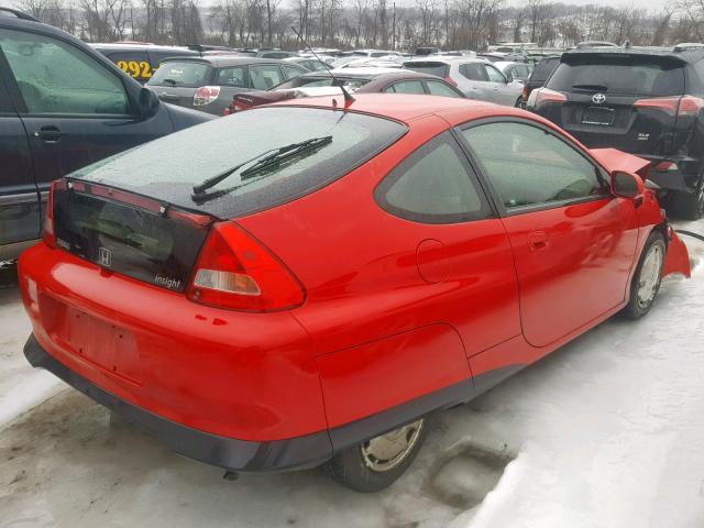 JHMZE13574T000523 - 2004 HONDA INSIGHT RED photo 4