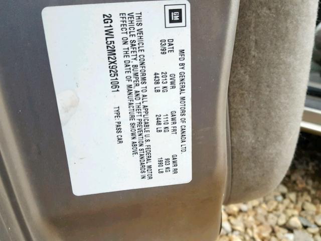 2G1WL52M2X9251061 - 1999 CHEVROLET LUMINA BAS 棕色 照片 10