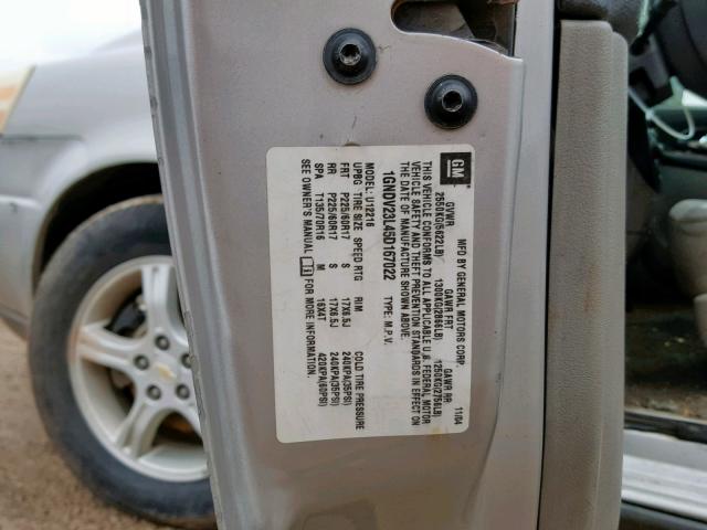 1GNDV23L45D167022 - 2005 CHEVROLET UPLANDER L Gümüş foto 10