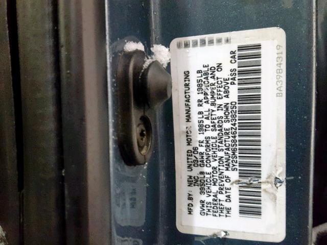 5Y2SM65846Z438250 - 2006 PONTIAC VIBE BLUE photo 10