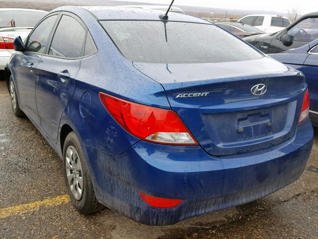 KMHCT4AEXGU078497 - 2016 HYUNDAI ACCENT SE BLUE photo 3