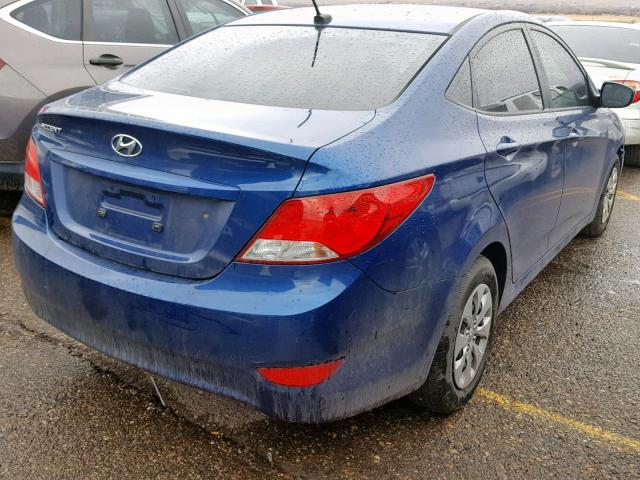 KMHCT4AEXGU078497 - 2016 HYUNDAI ACCENT SE BLUE photo 4