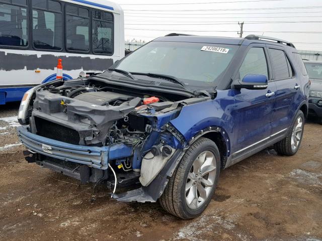 1FM5K8F89EGB34706 - 2014 FORD EXPLORER L BLUE photo 2