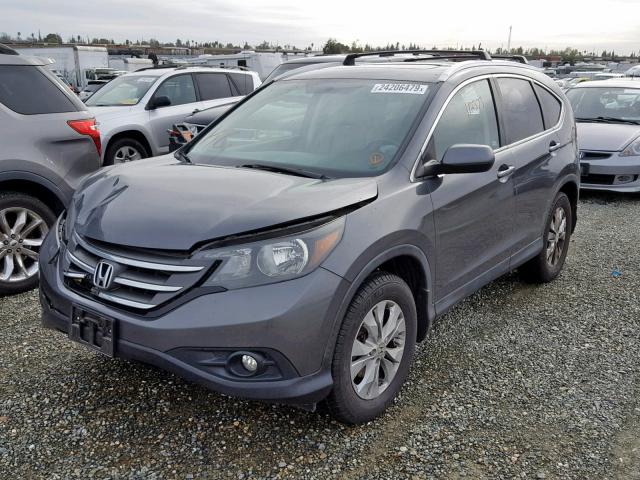 2HKRM4H77DH622026 - 2013 HONDA CR-V EXL GRAY photo 2