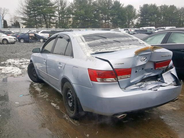 5NPEU46F67H169935 - 2007 HYUNDAI SONATA SE BLUE photo 3