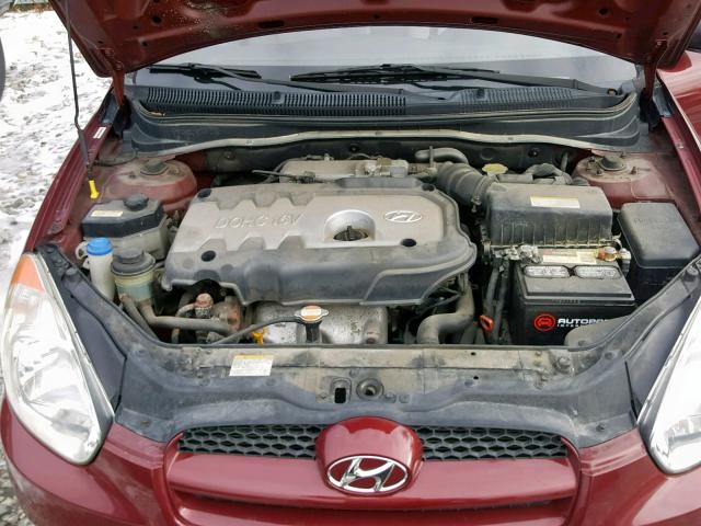 KMHCM36CX7U038001 - 2007 HYUNDAI ACCENT GS RED photo 7