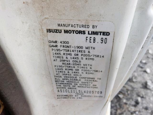 4S1CL11L5L4205709 - 1990 ISUZU CONVENTION WHITE photo 10