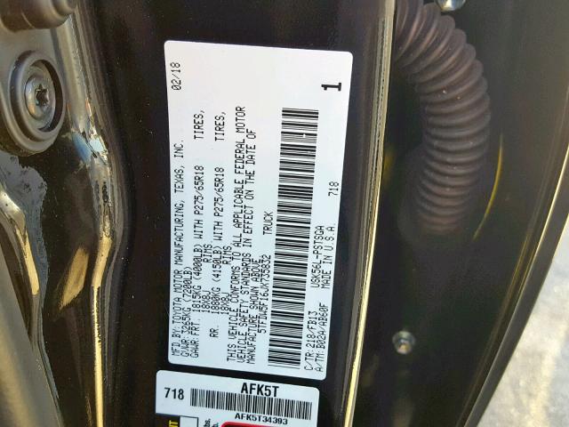 5TFDW5F16JX735832 - 2018 TOYOTA TUNDRA CRE BLACK photo 10