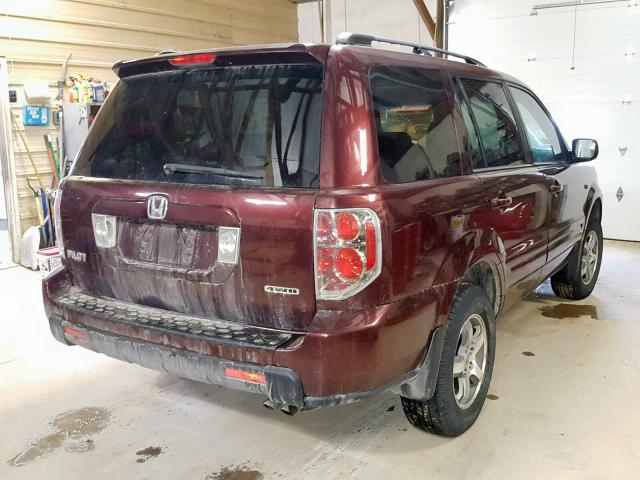 5FNYF18328B034816 - 2008 HONDA PILOT SE MAROON photo 4