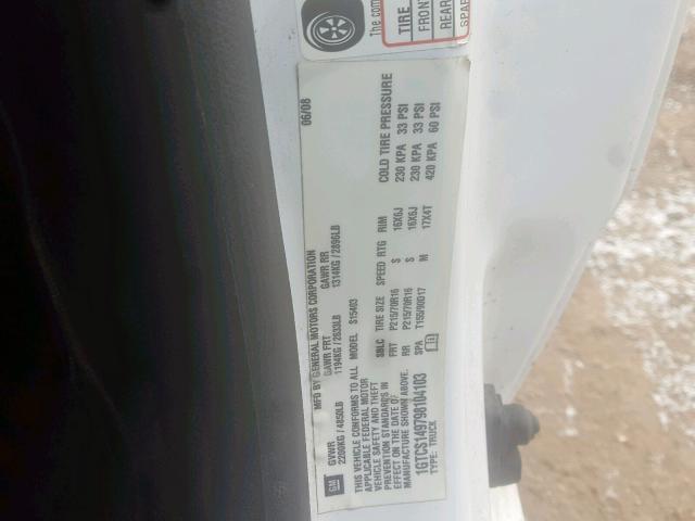1GTCS149798104103 - 2009 GMC CANYON WHITE photo 10