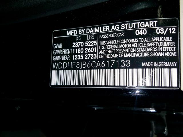 WDDHF8JB6CA617133 - 2012 MERCEDES-BENZ E 350 4MAT BLACK photo 10