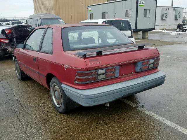 1B3XP24D3NN114931 - 1992 DODGE SHADOW AME BURGUNDY photo 3