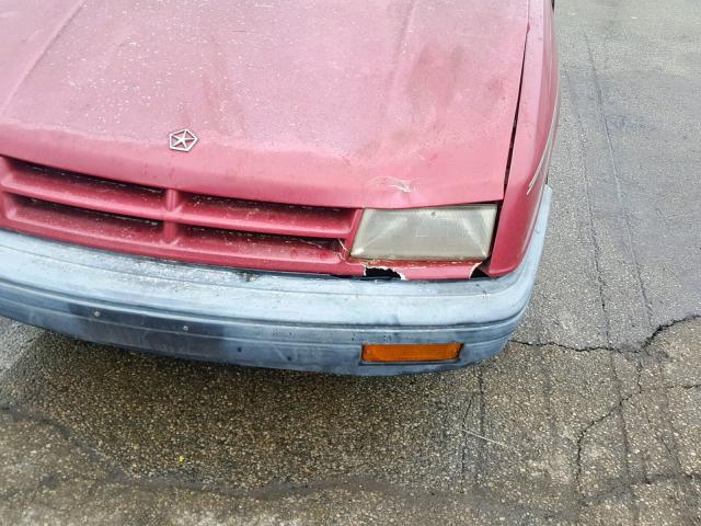 1B3XP24D3NN114931 - 1992 DODGE SHADOW AME BURGUNDY photo 9