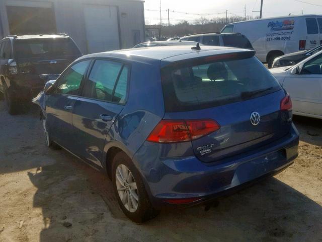 3VW217AU2HM001740 - 2017 VOLKSWAGEN GOLF S BLUE photo 3