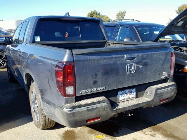 5FPYK3F74JB016196 - 2018 HONDA RIDGELINE GRAY photo 3