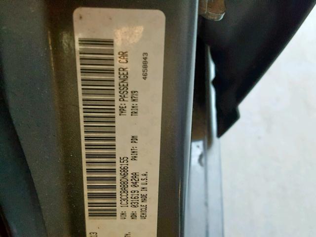 1C3CCBAB8DN686155 - 2013 CHRYSLER 200 LX ნაცრისფერი ფოტო 10