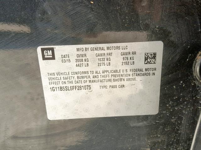 1G11B5SL6FF281075 - 2015 CHEVROLET MALIBU LS GRAY photo 10