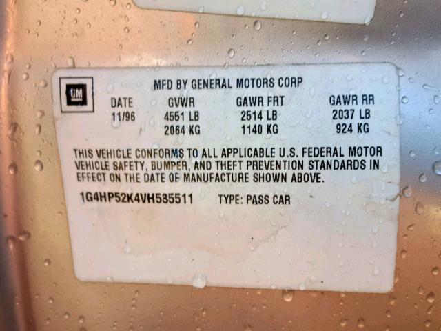 1G4HP52K4VH535511 - 1997 BUICK LESABRE CU GOLD photo 10