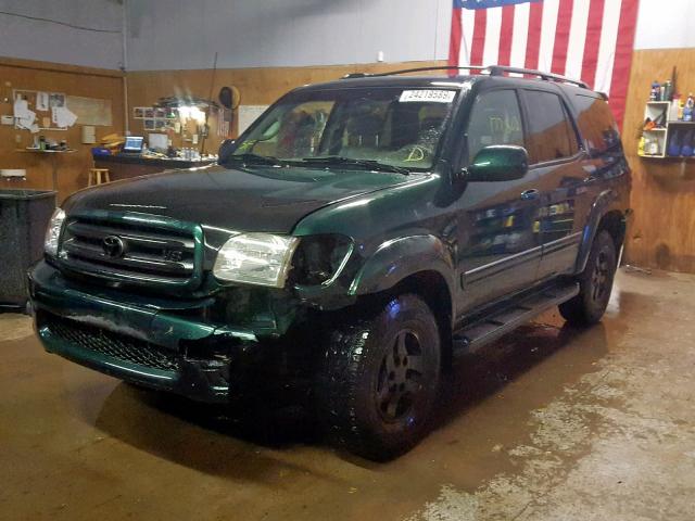 5TDBT48A01S037939 - 2001 TOYOTA SEQUOIA LI GREEN photo 2