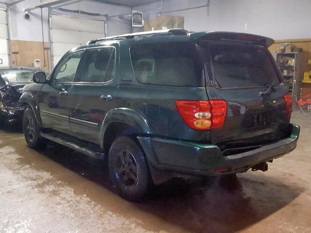 5TDBT48A01S037939 - 2001 TOYOTA SEQUOIA LI GREEN photo 3