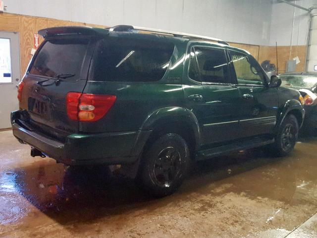 5TDBT48A01S037939 - 2001 TOYOTA SEQUOIA LI GREEN photo 4