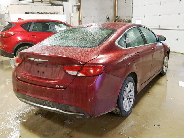 1C3CCCAB0FN537991 - 2015 CHRYSLER 200 LIMITE MAROON photo 4