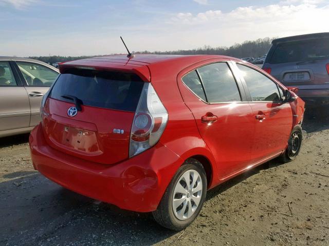 JTDKDTB33C1504501 - 2012 TOYOTA PRIUS C RED photo 4