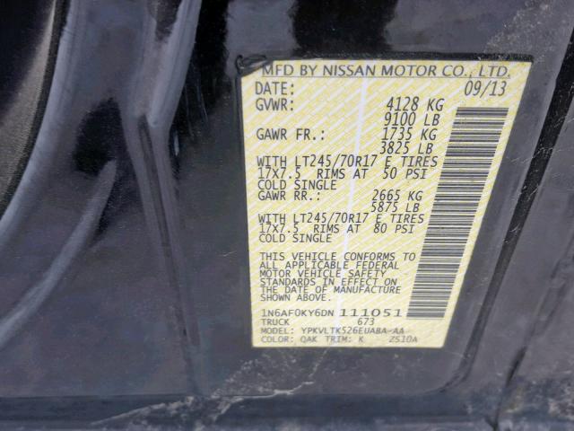 1N6AF0KY6DN111051 - 2013 NISSAN NV 2500 BLACK photo 10