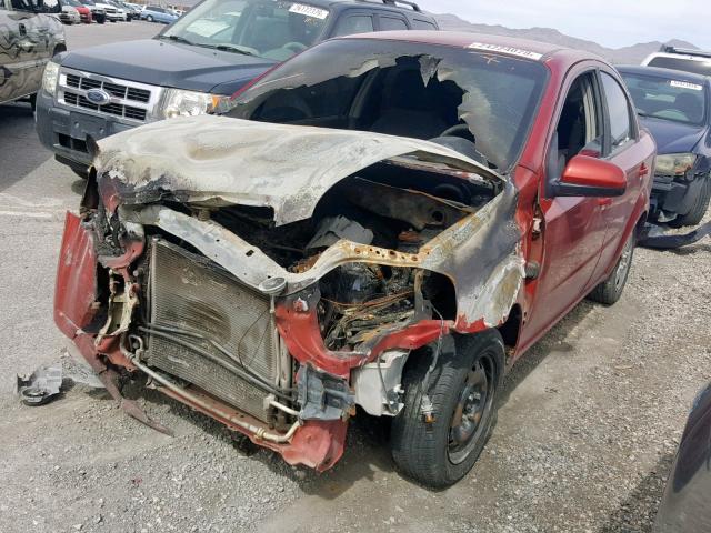 KL1TD56E19B325931 - 2009 CHEVROLET AVEO LS RED photo 2