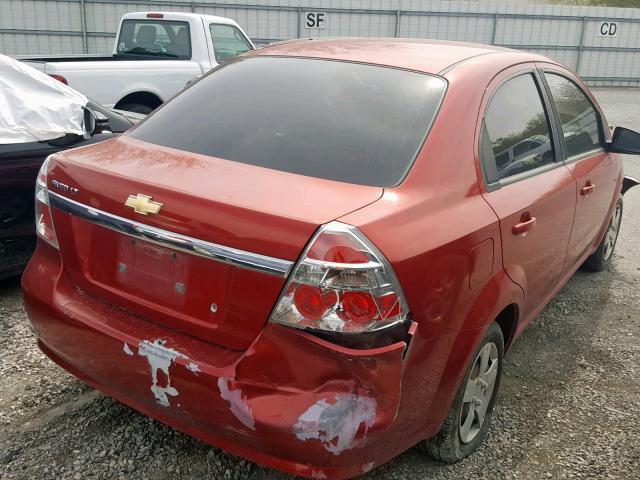 KL1TD56E19B325931 - 2009 CHEVROLET AVEO LS RED photo 4