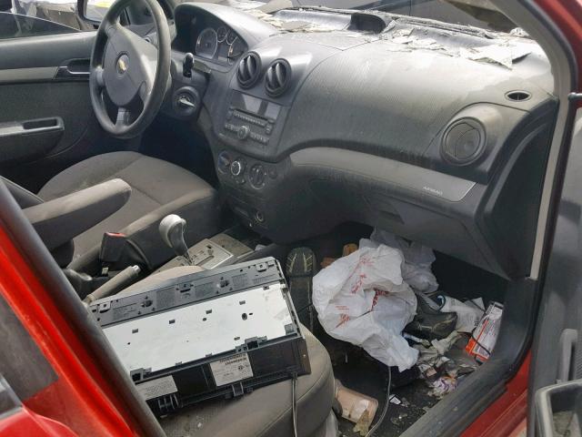 KL1TD56E19B325931 - 2009 CHEVROLET AVEO LS RED photo 5