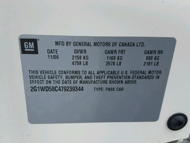 2G1WD58C479239344 - 2007 CHEVROLET IMPALA SUP თეთრი ფოტო 10