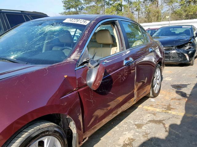 1HGCP3F86CA036301 - 2012 HONDA ACCORD EXL BURGUNDY photo 9