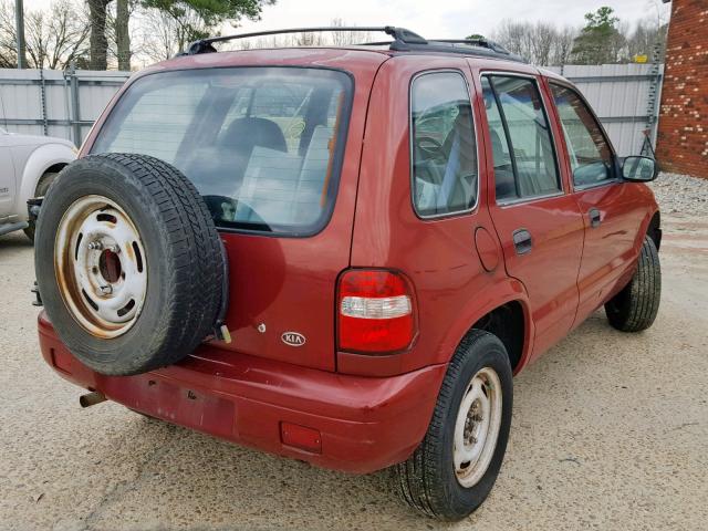 KNDJB723915691127 - 2001 KIA SPORTAGE RED photo 4