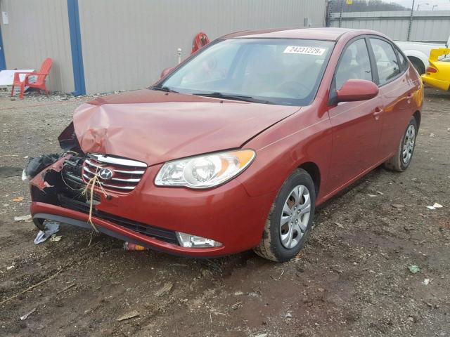 KMHDU4AD2AU842570 - 2010 HYUNDAI ELANTRA RED photo 2