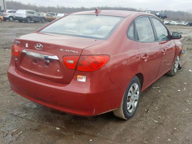 KMHDU4AD2AU842570 - 2010 HYUNDAI ELANTRA RED photo 4