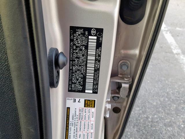 JTDKARFP9H3032650 - 2017 TOYOTA PRIUS PRIM 灰色 照片 10