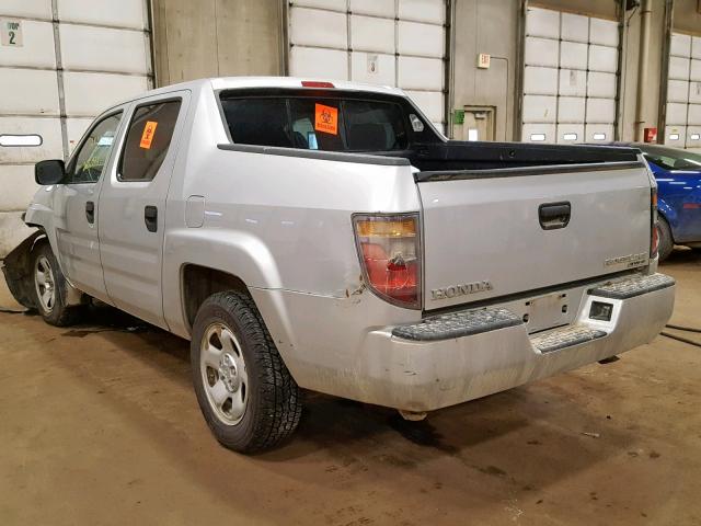 2HJYK16207H528652 - 2007 HONDA RIDGELINE SILVER photo 3