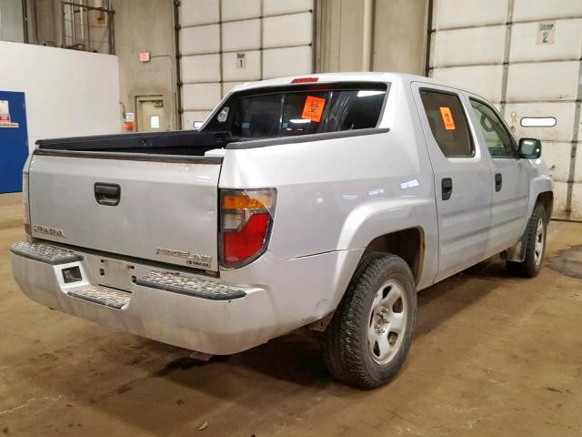 2HJYK16207H528652 - 2007 HONDA RIDGELINE SILVER photo 4