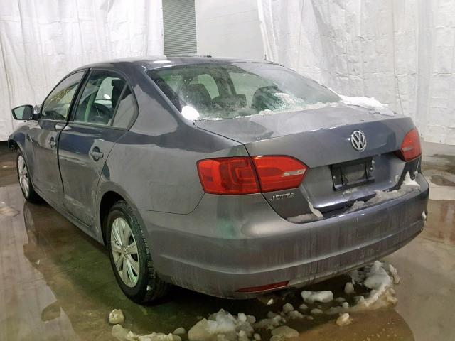 3VW2K7AJ3DM246544 - 2013 VOLKSWAGEN JETTA BASE GRAY photo 3