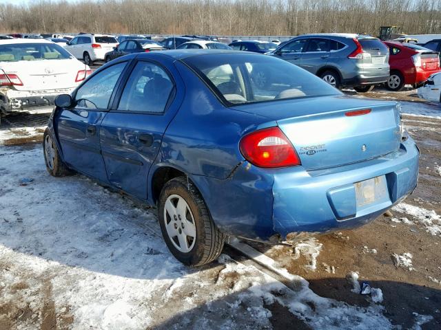 1B3ES26C74D547330 - 2004 DODGE NEON BASE BLUE photo 3