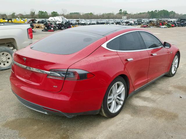 5YJSA1DG1DFP11135 - 2013 TESLA MODEL S RED photo 4