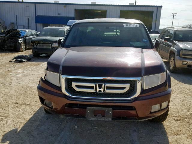 5FPYK1F52AB006642 - 2010 HONDA RIDGELINE MAROON photo 9