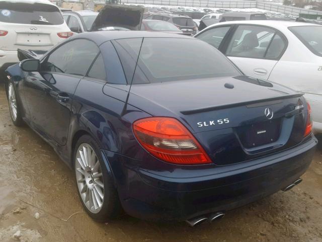 WDBWK73F97F143693 - 2007 MERCEDES-BENZ SLK 55 AMG BLUE photo 3