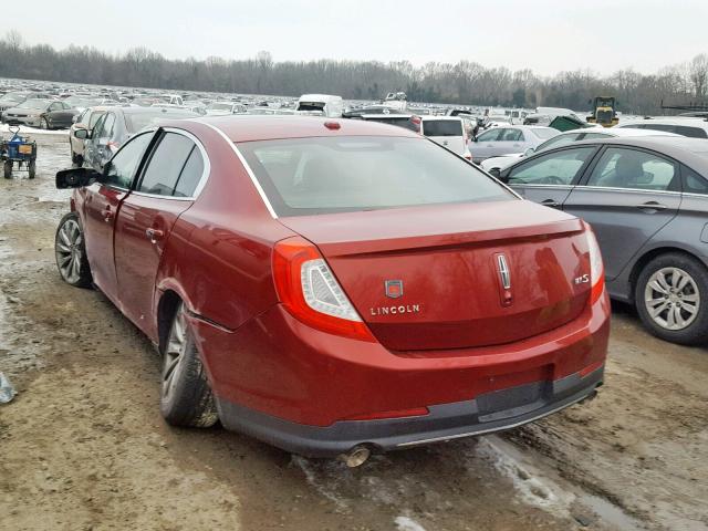 1LNHL9DK3DG612406 - 2013 LINCOLN MKS BURGUNDY photo 3