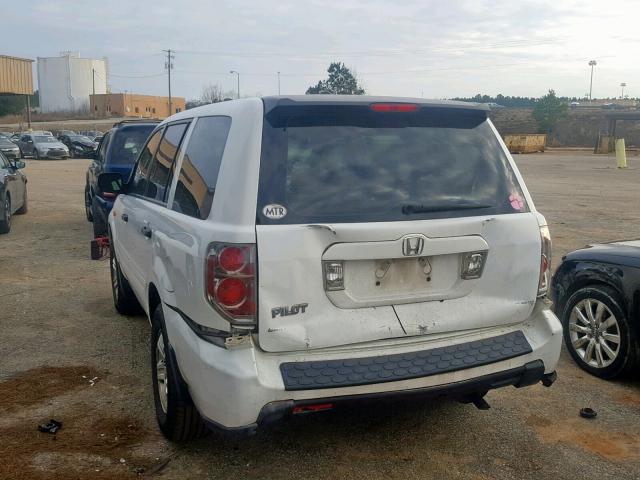 5FNYF28177B040484 - 2007 HONDA PILOT LX WHITE photo 3